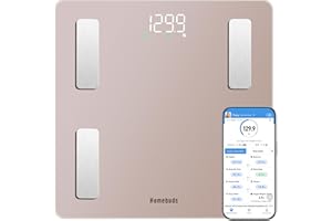 Homebuds Smart Bathroom Scales for Body Weight and Fat, High Precision Assured by Weighing Scales Professional Factory SINCE 2001, App Sync 13 Body Composition with BMI and Body Fat, 400lb Rose Gold
