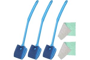 Huayue 3 Pcs Brosse De Nettoyage d'Aquarium en Eponge, Grattoir d'Algues d'Aquarium Double Face Nettoyeur d'Algues avec Poignée Antidérapante avec 2 Chiffons De Nettoyage pour Aquarium