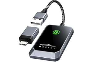 Mavlou Carplay Wireless Adapter UK, 2024 Upgrade Carplay Converts Wired to Wireless CarPlay Dongle for Wireless Control Plug & Play Carplay Fit for Cars 2017+ & for iPhone iOS 10+ (Dark Gray)