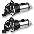 12V 120W Cigarette Lighter Power Socket Plug Outlet, Xfaiz 2 PCS Car Cigarette Lighter Socket Splitter Power Outlet Adapter Waterproof Plug for Motorcycle Car Boat Tractor (2)