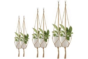 Ambolio 6 Pièces,Suspension Macramé pour Plante,Macramé Pot Suspendu, Pot Fleur Suspendu,Plante Suspendue Interieur.
