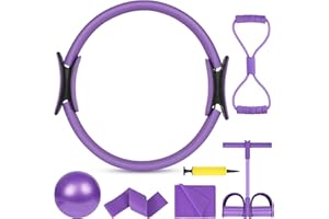 AOOSA Kit Pilates, 15''/38 cm Cerchio Pilates Ring con Due Manici Imbottiti, 4/6 Pezzi Set di Anelli per Pilates Perfetto para Yoga, entrenamiento Basica, tonificazione Cosce Addominali, Gambe