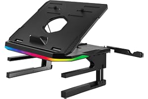 Enermax Support réhausseur Ergonomique de PC Portable/Moniteur Rotatif RGB 360° Pliable, installez jusqu'à 3 périphériques, Charge Max 10 kgs ELS001 Noir