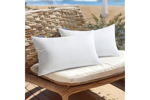 MIULEE Coussin Exterieur Impermeable-Rembourrage Coussin 30x50 CM Lot de 2 pour L'extérieur, Coussin de Garnissage Exterieur Impermeable, Blanc Coussin Exterieur 30x50