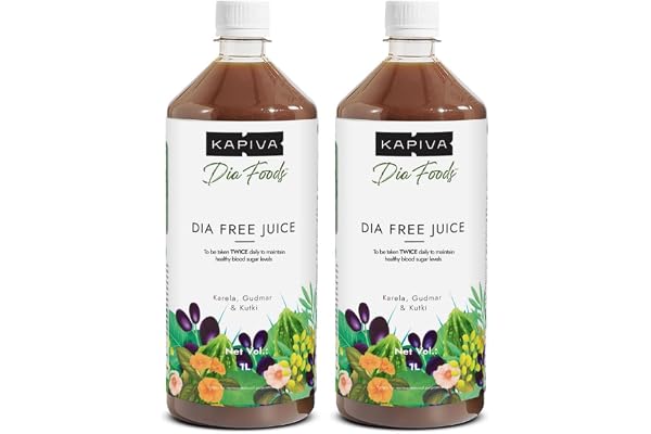 Kapiva Dia Free Juice, 1L Clinically Proven Diabetic care Amla, Karela, Jamun, Guduchi & 7 More (Pack of 2)