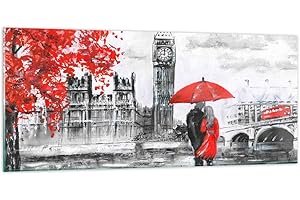 ARTTOR Deco Cadre Salon Londres architecture grand ben Moderne Impression sur Verre 120x50cm Image Tableau en Verre Decoration Murale Chambre Panoramique Art Grand Tableaux Decoratifs Muraux GAB120x50-3153