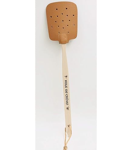 Tapette à Mouches En Cuir PU - Manche En Bois 50 Cm - Pour Intérieur/extérieur - Élimination Manuelle Propre