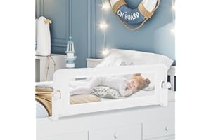 COSTWAY Sponda Letto per Bambini 105/120/150 cm, Barriera di Sicurezza per Neonati, Barriera Letto Pieghevole e Portatile, con Cinghia di Sicurezza (Bianco, 120 x 40 x 42 cm)