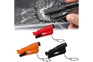 IOURVYA 3pcs Rompivetro Auto E Taglia Cintur Rompe Cristalli E Taglierina Di Cinture Auto E Fischietto, Taglia Cinture Di Sicurezza E Portachiavi Tagliacinture E Fischietto