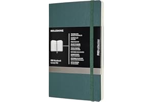 Moleskine Pro Notebook, Taccuino da Ufficio, Copertina Morbida con Chiusura Elastica, Layout Organizzato con 8 Fogli Staccabili, Colore Verde Bosco, Formato Large 13 x 21 cm