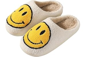 yoarmyt Smile Face Hausschuhe Damen Herren, Winter Warme Flauschige Plüsch Hausschuhe Indoor, Gesichter Hausschuhe, Rutschfeste Leichte Weiche Flauschige Pantoffeln, Frauen Bequeme Slippers Unisex