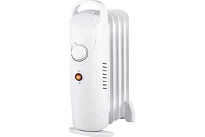 MaxxHome Radiateur à Huile - Chauffage électrique Mobile - Thermostat Réglable - 7 Lamelles - Chauffage à l'huile - Protection Contre la surchauffe - 500W