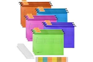 Hiziwimi 15 Stück PVC-Aktenschrank A4 Hängeregistraturen mit Tabs und Einsätzen für Büro, Schule, Schreibtisch, Aktenaufbewahrung