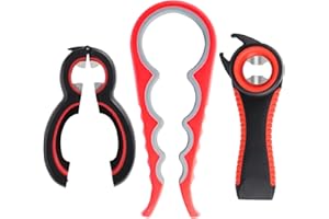 Amfrpar 3 Piezas Abre Botes Abrebotellas Multifunción 4 en 1 y 5 en 1 y 6 en 1 Abridor de Tarros con Mango Antideslizante para Personas Mayores, niños, Artritis, Manos Débiles