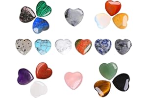 TOMTARY 20 Pcs Healing Crystals Heart Stones,Polished Crystal Gemstones Bring Love,Lucky Natural Emotion Crystals Sets for Pendant,Decoration and Collections Stones