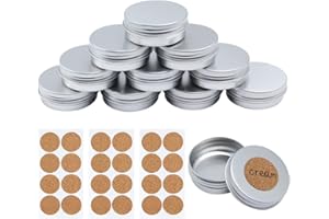 Rebanky LanYing 10pcs Pot en Aluminium 30ml Conteneurs Cosmétiques Vide Pots de Voyage Rondes pour Maquillage Crème Baume à lèvres Bougie Bijoux Stockage de Voyage
