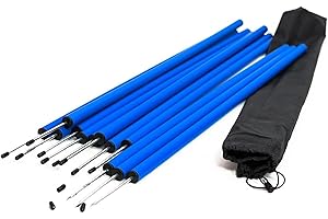 BEACH & POOL Lemodo Hunde Agility‑Set 12 Slalom‑Stangen, wetterfestes Slalom‑Set für Hundesport und Fußball, Agility‑Training, Hundetraining, Slalomstangen mit Metallspießen und Aufbewahrungstasche, Agility-Poles