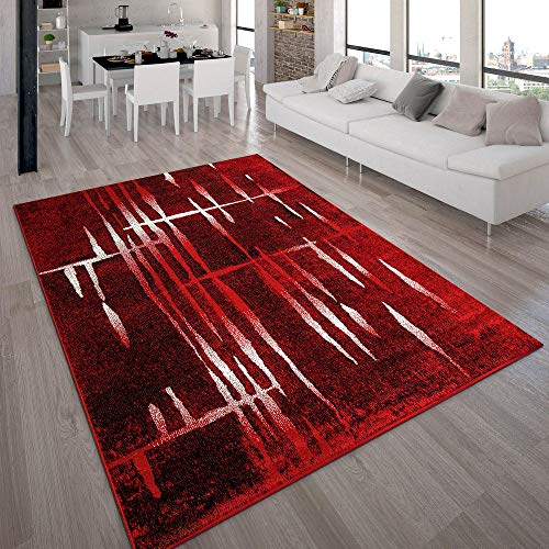 Paco Home Designer Teppich Modern Trendiger Kurzflor Teppich in Rot