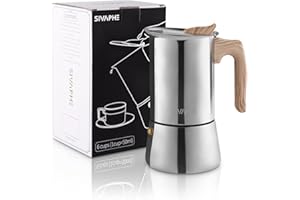 ‎SIVAPHE Sivaphe Espressokocher Induktion, Herd Espressomaschine, Edelstahl Espressokanne Mokkakanne Espresso Maker, Aluminiumfrei 6 Tassen 300ML