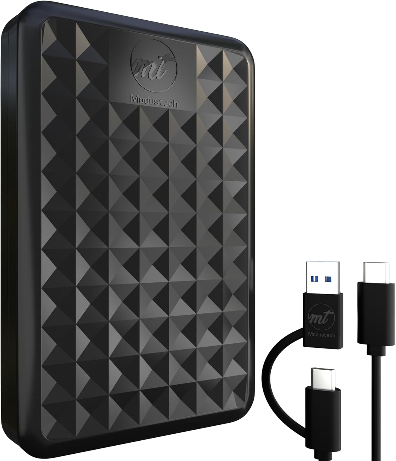 ModusTech 1TB Portable External Hard Drive USB 3.0/Type-C – Slim High-Speed HDD for Backup, Storage, Gaming – Compatible with PC, Mac, Laptop, PS4, Xbox, Windows, MacBook, Smart TV (Black, 1TB)