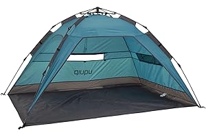 Uquip Namiot plażowy Buzzy Petrol, 150 x 110 x 215 cm, UPF 50+, namiot plażowy do ochrony przed słońcem, wiatrem i deszczem, przenośny namiot plażowy z systemem Quick-up, idealny na plażę, kemping i