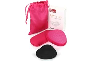 FENGQ 2 Stück Menstrual Disc, Wiederverwendbare Menstruationsscheibe, Auslaufsicher Menstruationstassen aus Silikon, für Aktive Frauen Sport, Schwimmen und Intimität（Rot+Schwarz, S+L）