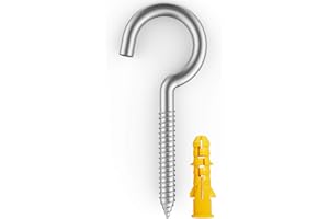 ZUSFUL 20 Stück 304 Edelstahl-Kits, Deckenhaken, Schraubhaken, Ringschrauben für Zuhause, Büro und Außenbereich, Beleuchtungshakenleiste, selbstschneidende Haken, Haken (2-3/4 Zoll x 20 Stück)