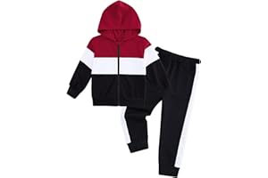 Swimnus Baby Boy Clothes Boys' Outfits Tracksuit Baby Clothing Sets Sweatshirt Patchwork Long Sleeve Hoodies + Long Pants 2Pcs Fall Winter Outfits Set with Zipper Elasticated Waist 18 Months-5 Years
