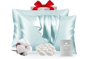 Larlary Poszewka na poduszkę 50x75 cm wykonana w 90% z jedwabiu i 10% z bawełny, hipoalergiczna, zapobiega rozwojowi roztoczy, chroni włosy i skórę (2 szt. niebieska)