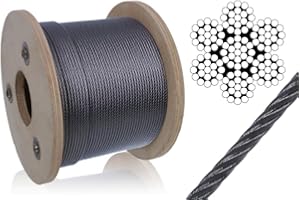 NAJDER Cavo in acciaio inox 8 mm, cavo inox, corde, fune metallica, lunghezza: 50 m, fune metallica in acciaio inox 7x19, resistenza alla trazione: 1570 MPa Costruzione, fai da te, decorazione