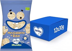 Mellin - MiniGallette di Riso - Snack Biologico per Bambini dai 3 anni in su - 8 Confezioni da 30 grammi (Totale 240gr)