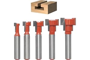 AKYLIN 5-tlg T-Nutfräser 8mm Schaft,T-Track Schlitz Holz Fräser,T-Nutfräser-Set,Fräser für Oberfräse Holzbearbeitung