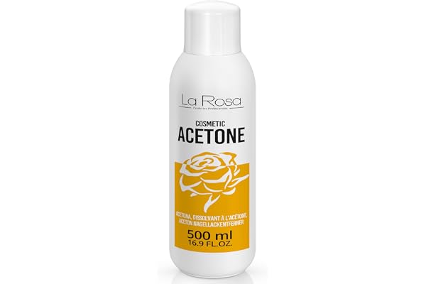 La Rosa ACETONE 100% Pure Dissolvant pour vernis à ongles 500 ml, acétone semi permanent, gel UV/LED Soak Off, colle à faux ongles en acrylique, parfum citron