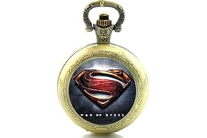 Products Just4U Gift Boxed Superman Logo Quartz Pocket/Necklace Watch - Free Spare Battery
