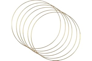 Hsthe Sea Confezione da 6 grandi anelli in metallo a cerchio in macramè oro per realizzare decorazioni di corona di nozze e fai da te acchiappasogni artigianato da parete - 25 cm