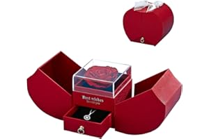 MUMISUTO Wieczna róża, zakonserwowana wieczna róża, prawdziwa wieczna róża z naszyjnikiem, wieczna róża prezenty dla żony, mamy, babci, na urodziny, Walentynki, Boże Narodzenie, Dzień Matki, prezent