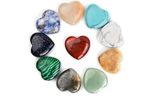Anseom 10 Pezzi Quarzo a Forma di Cuore Pietra Cuore Lucido Amore Cuore di Amore Pietre di Palma Pietra Naturale a Forma di Cuore Forma di Cuore Scolpita Quarzo Cuori di Pietra Preziosa(Multicolore)