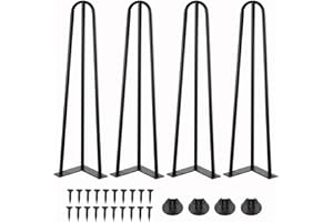 Moendergo 4-częściowy zestaw nóg do stołu, 3 drążki, szpilki do włosów, nogi meblowe do jadalni, stolika kawowego, biurka (50 cm)