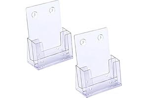 MHYMX Leaflet Holder, 2 Pack Leaflet Display Stands Acrylic Magazine File Holder Desktop A5 Display Stand Wall Mounted Two Layer Brochure Stand for Pamphlet Booklet Menu Flyer