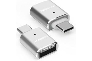 AIYEEN USB C auf USB Adapter (2 Stück), USB C Stecker auf USB 3.0 Buchse Adapter OTG Konverter Kompatibel mit MacBook Pro 2019/2018/2017, MacBook Air 2018 und mehr Typ-C Geräten, Silber