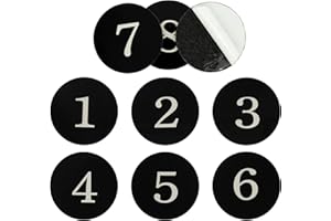 StayMax Etiqueta acrílica redonda para número de casillero, letrero para puerta, número de casa, número de habitación con cinta autoadhesiva (1-25, negro)