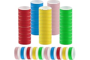BATINO 500Pcs Paper Wristbands for Events, Paper Bracelets Wristbands Colored Waterproof Neon Wristbands Adhesive Wrist Party Bands Entrance for Events Music Festival Concert Contest (5 Colors)