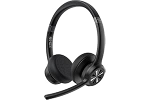 TECKNET Casque Bluetooth sans Fil avec Micro, Casque sans Fil PC, Casque Ordinateur avec Micro Rechargeable pour Les Chauffeurs de Camion/PC/Teletravail/Visioconférence/Téléphone Portable