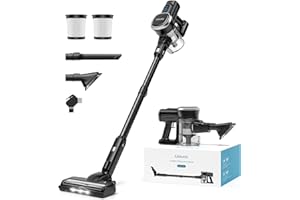 Lubluelu Aspirateur Balai sans Fil 27000pa, Aspirateur sans Fil Puissant 220W, 50min d'Autonomie Aspirateur avec Brosse Anti-Emmêlementet et 2 Filtre pour Sol Dur, Tapis et Poils d'animaux.