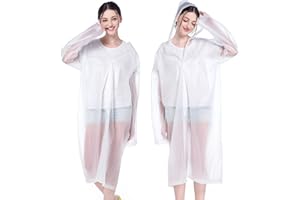 AIDEGER Poncza przeciwdeszczowe EVA dla dorosłych, 2-pak płaszczy przeciwdeszczowych wielokrotnego użytku z kapturem i rękawami, lekka kurtka przeciwdeszczowa