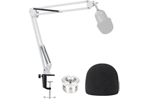 YOUSHARES Weiß Mikrofonarm fur Razer Seiren Mini & V3 Mini - Professionelle Boom Arm mit Schaumstoff-Windschutz, Tisch Mikrofon Halterung für Gaming, Streaming und Podcasting