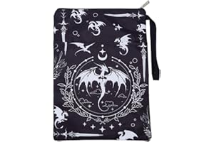 Hobbspring Romantasy Dark Academia Dragons Housse de protection pour livre 34 x 24 cm avec fermeture éclair et poche avant pour femme