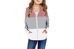 XINYUNZU Girls' Sweat Jacket Hooded Jacket Children's Jacket with Pockets Transition Jacket Children's Jacket Sweatshirt Jacket Outdoor Hoodie Jackets for 2-14 Years Old