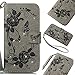 Produktbild Handy hülle Tasche Leder Flip Case Brieftasche Etui Schutzhülle für Apple iPhone X XS iPhone XR iPhone XS MAX hülle Blumen Schmetterling,8 Farben (iPhone X/XS(5,8"), Grau)