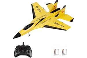 LEOM RC Airplane 2 Channel Remote Control Plane Ready to Fly RC Glider EPP Aircraft with 3-Axis Gyro, Outdoor Flight Toys for Kids and Adults (Yellow)